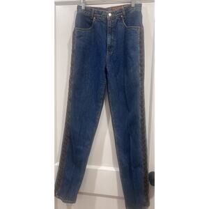 Vintage Lawman Jeans Women’s High Rise Rodeo Western Sz 11 Woven Leather Slim